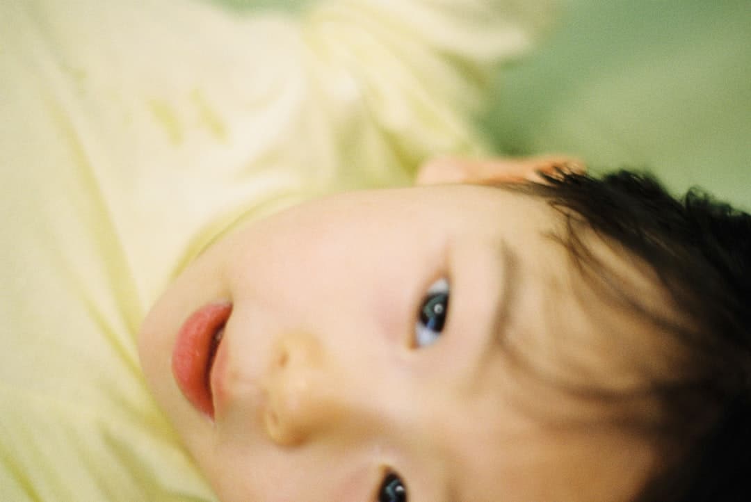 A close up of a baby