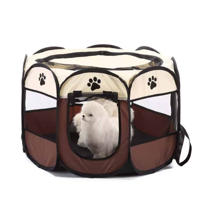 the image contains a sample of the product with a puppy inside